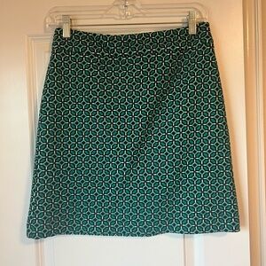 NWT Ann Taylor Loft Skirt Green Geometric Pattern Side Zip Size
